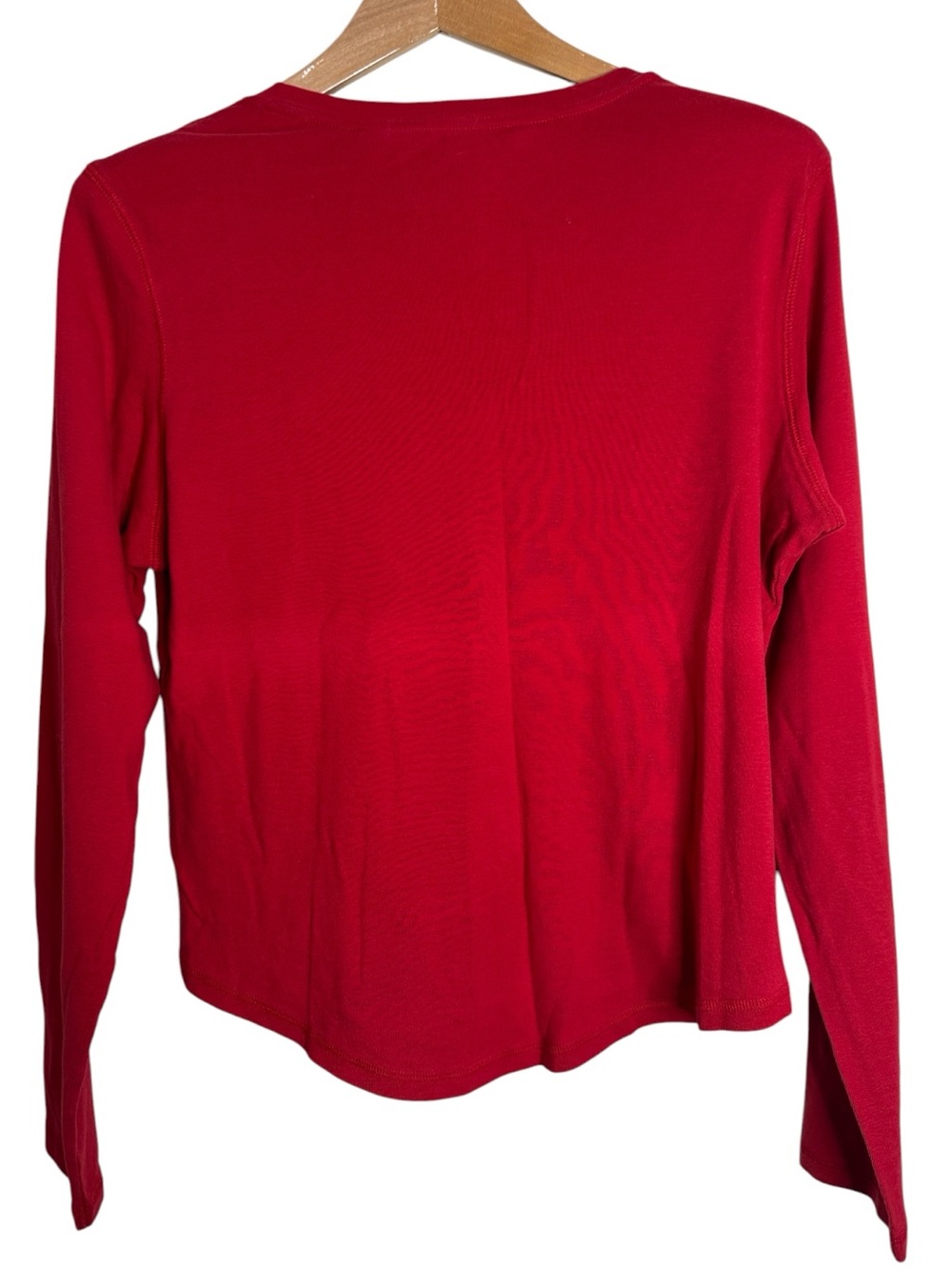 Tommy Hilfiger Vintage Red V‑Neck Long Sleeve Top Stripe Logo Street-style sz XL - Picture 2 of 9